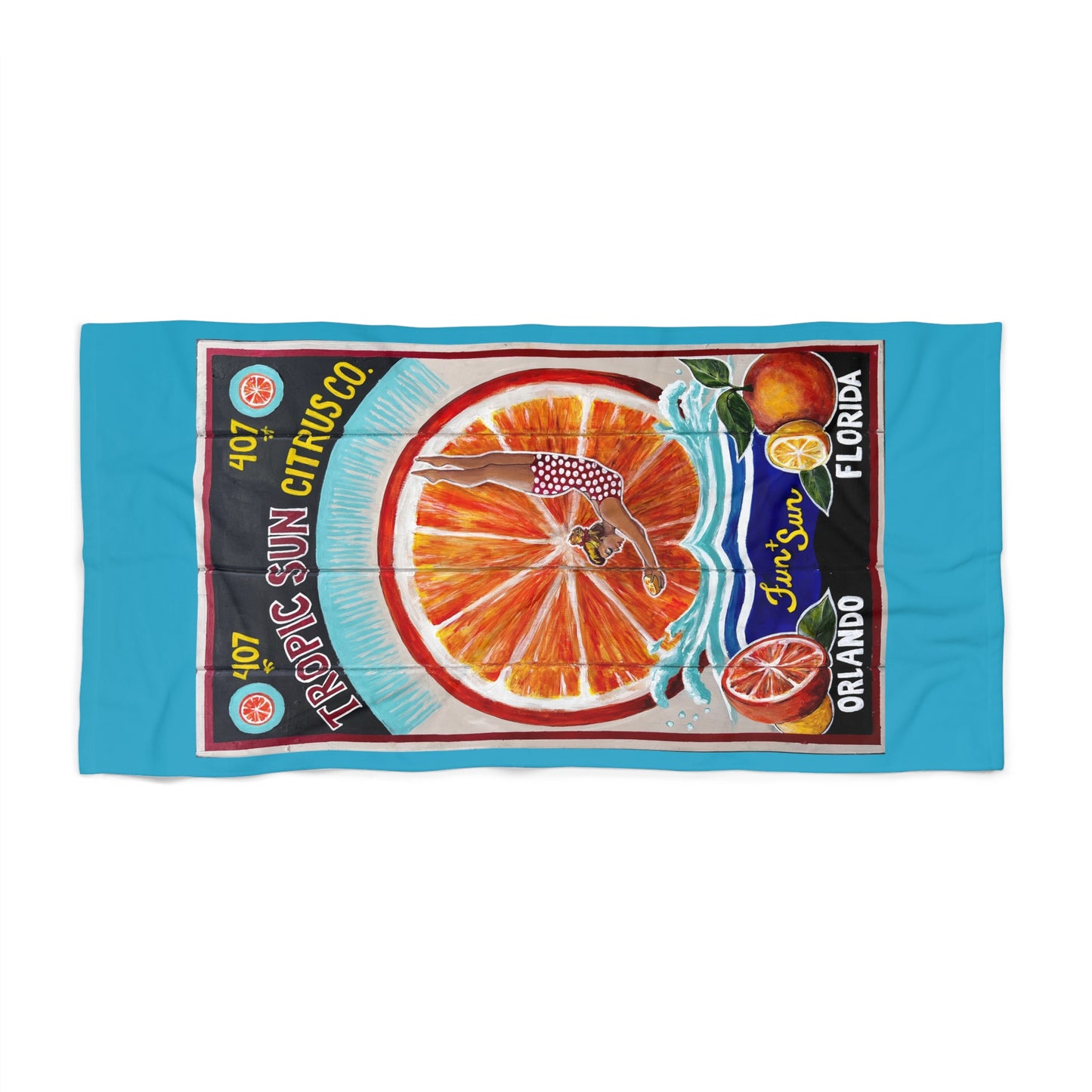 Tropic Sun Citrus Co. Vintage Beach Towel - Florida Citrus Vibe for Sun Lovers