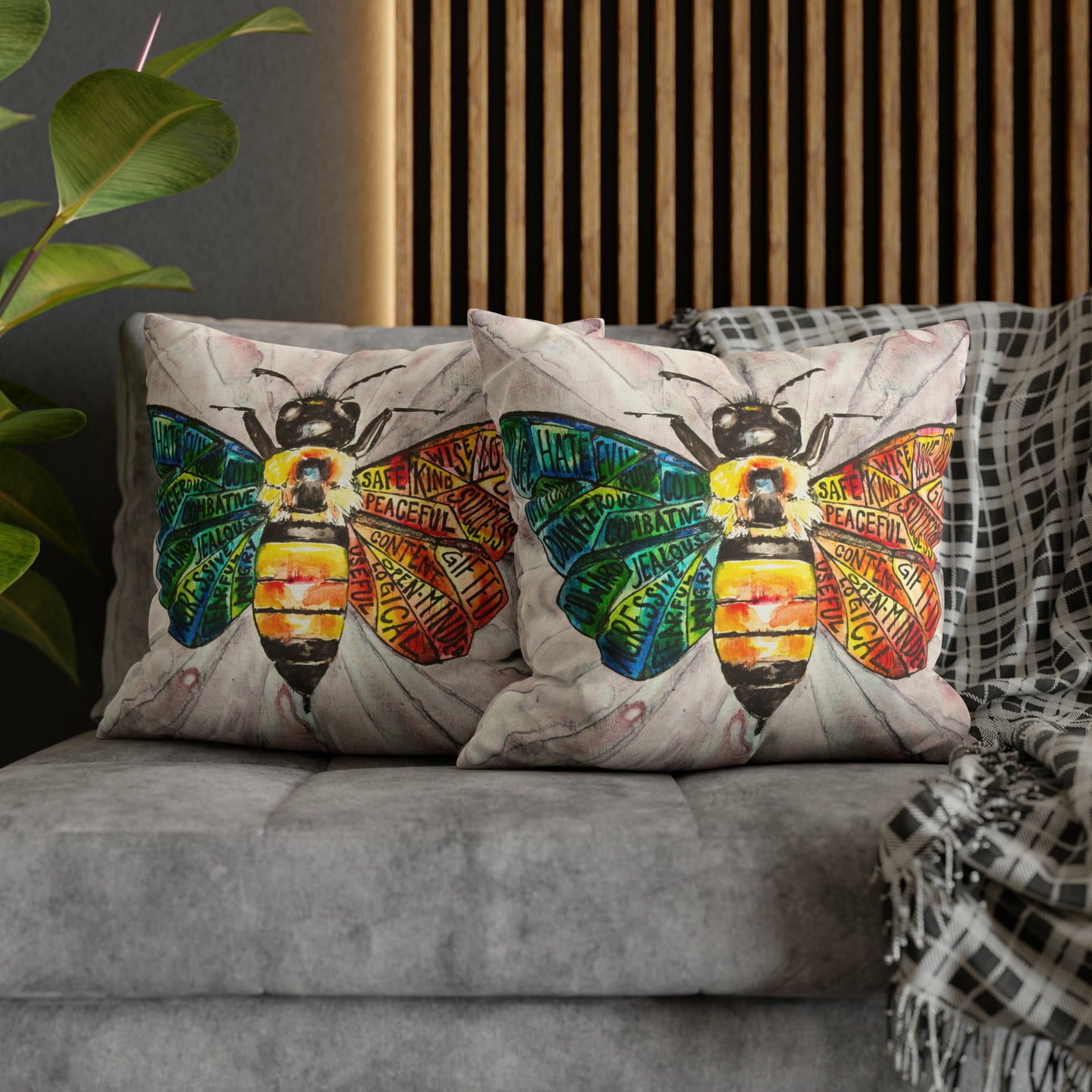 Opposing Forces Bumble Bee Spun Polyester Square Pillow Case