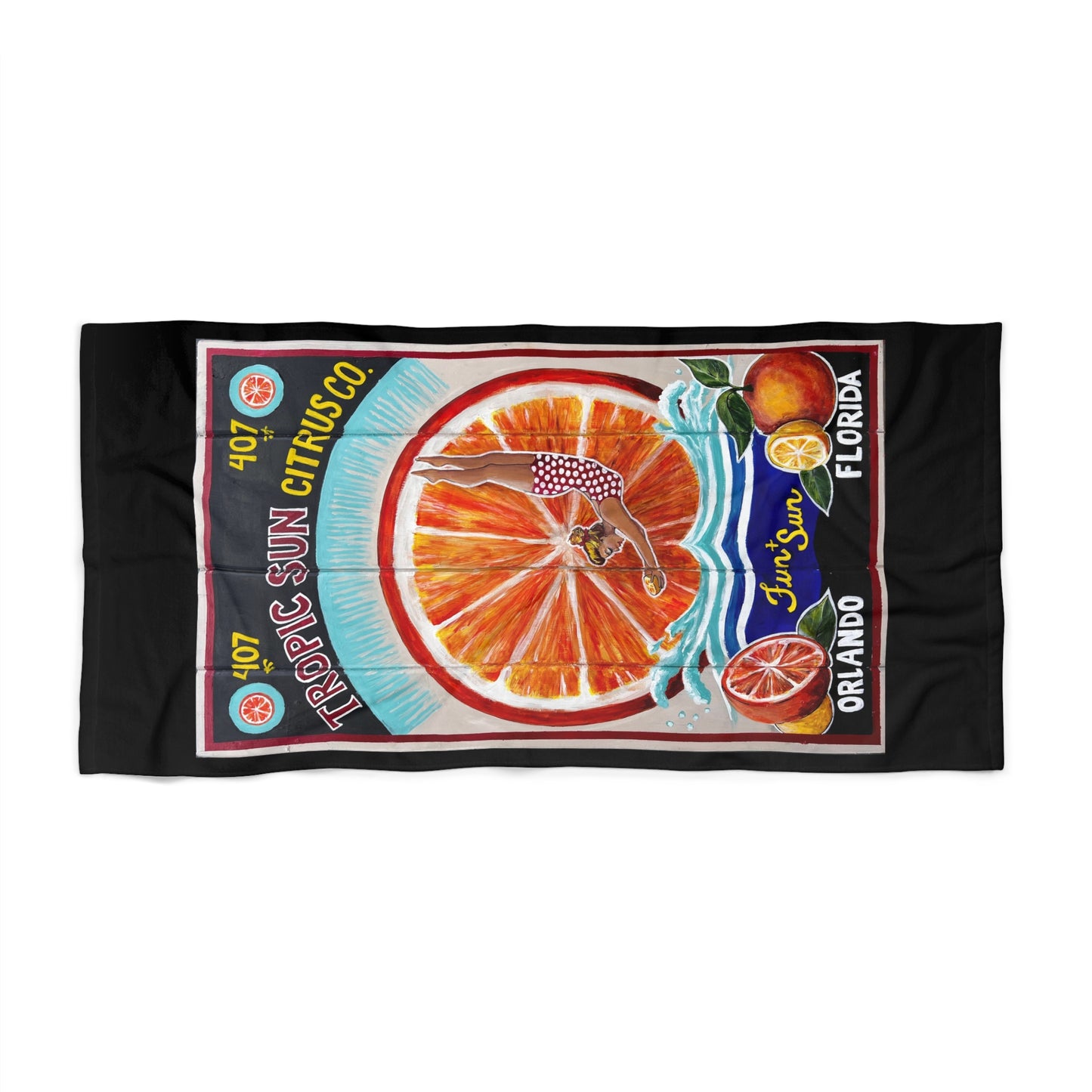Tropic Sun Citrus Co. Vintage Beach Towel - Florida Citrus Vibe for Sun Lovers