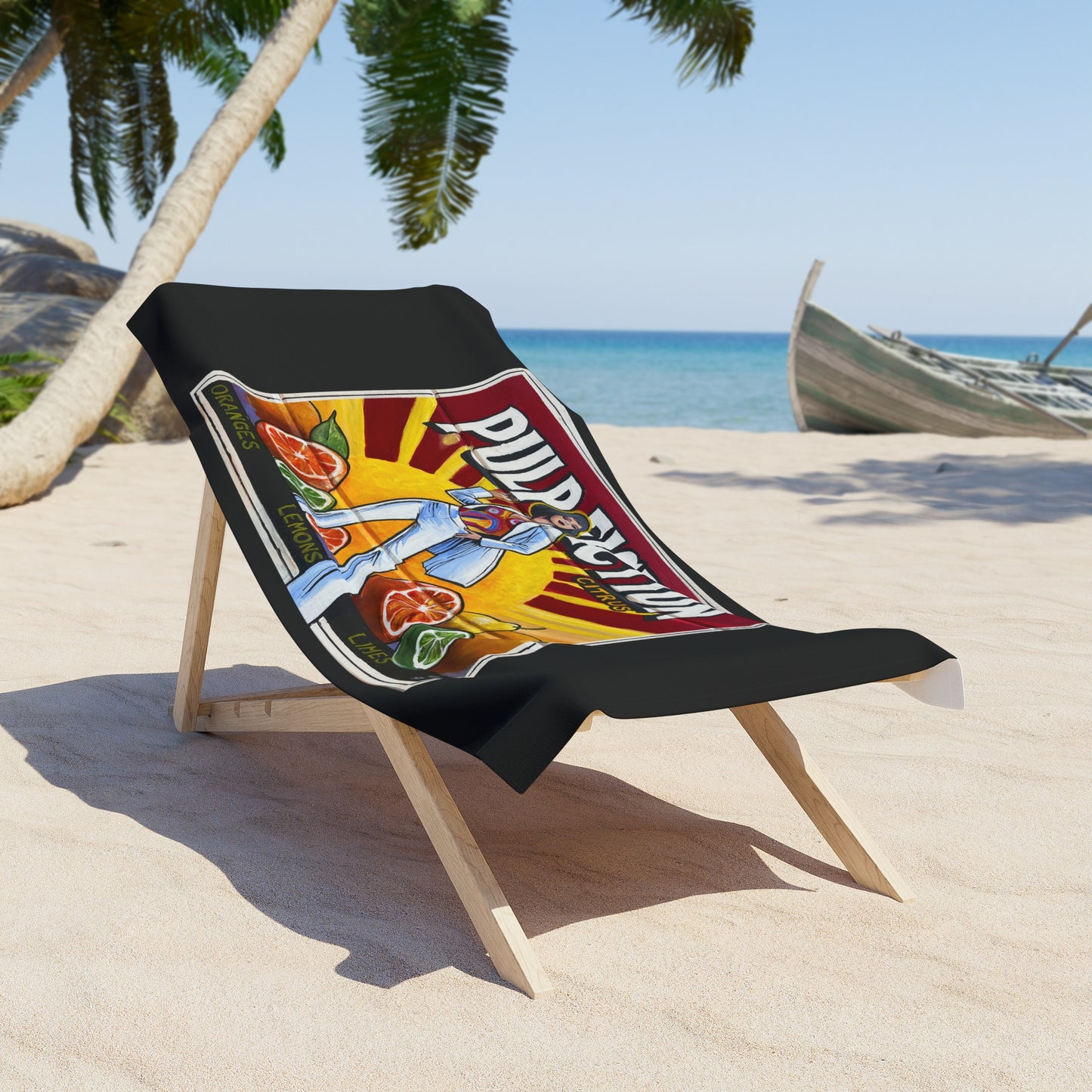 Pulp Fiction Citrus Vintage Beach Towel - Florida Citrus Vibe for Sun Lovers