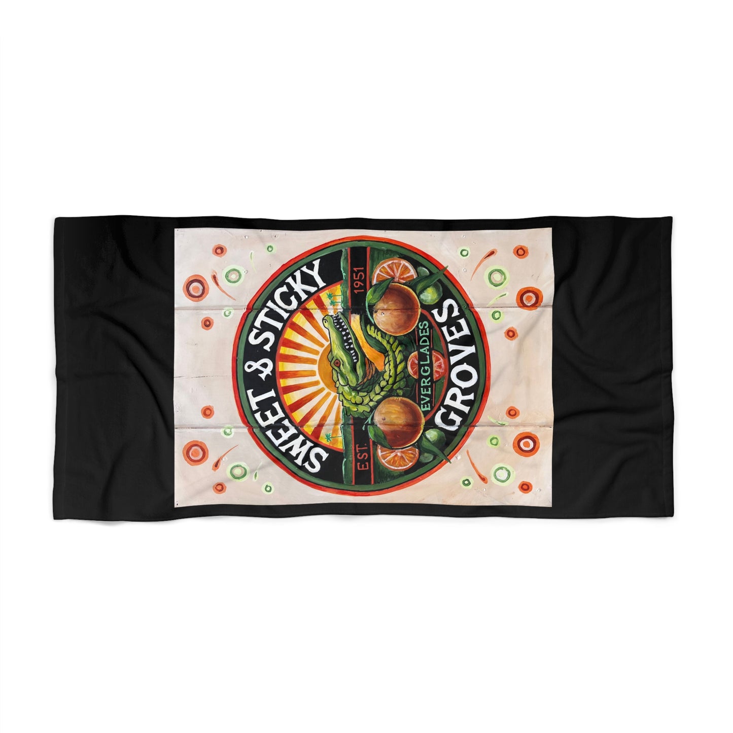 Sweet & Sticky Groves Vintage Beach Towel - Florida Citrus Vibe for Sun Lovers