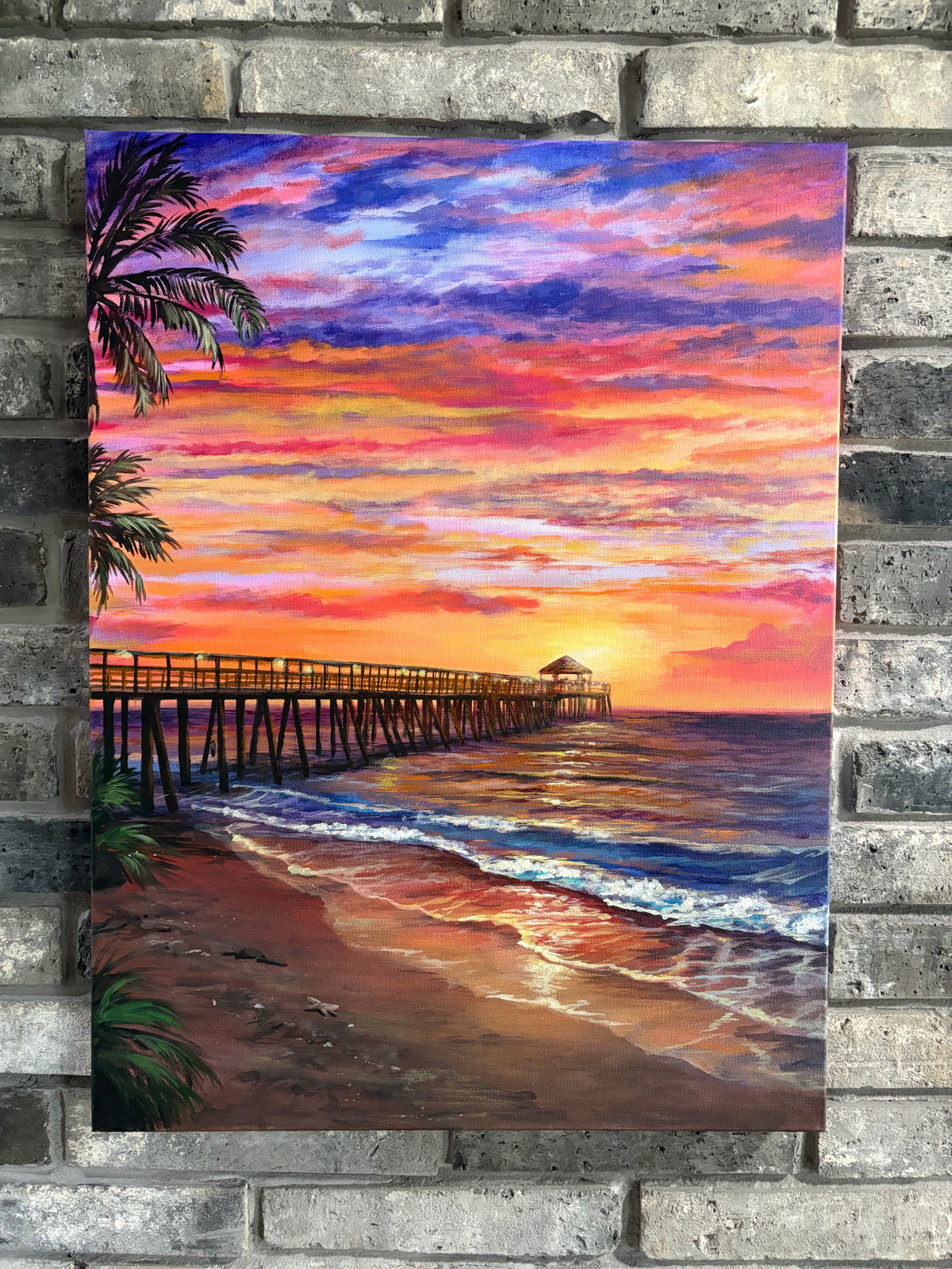 Pier in the Twilight Glow -  Original Painting - 18x24inches