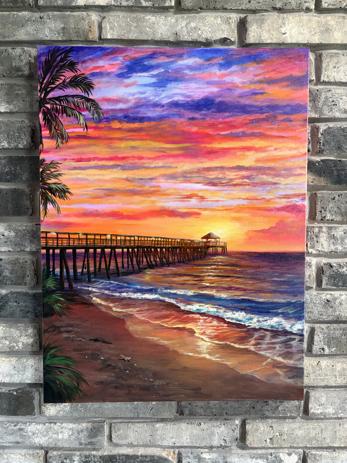 Pier in the Twilight Glow -  Original Painting - 18x24inches