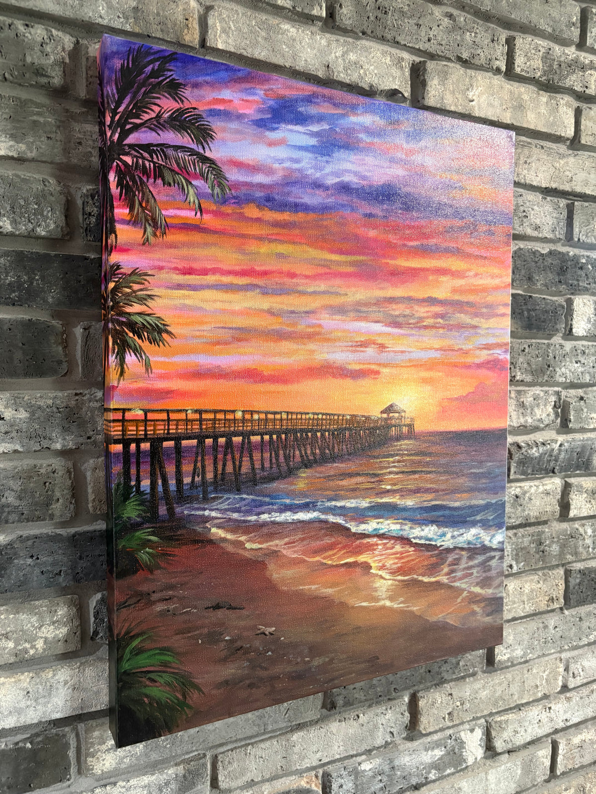 Pier in the Twilight Glow -  Original Painting - 18x24inches