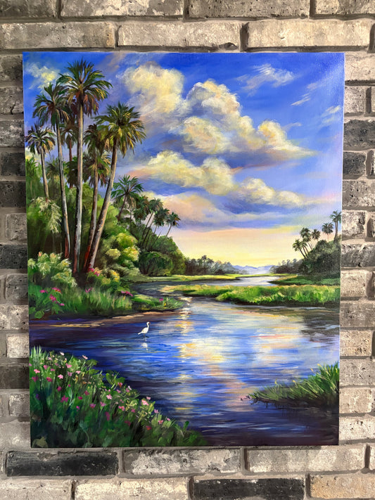River of Palms - Original Painting - 24x30 inches